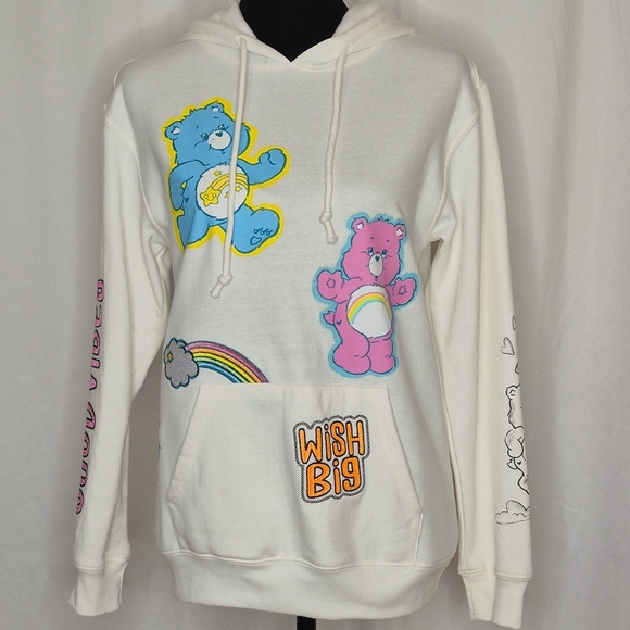 Care Bears Iconic Characters Embroidered Multi-Print Hoodie Sweatshirt - Size S - Picture 1 of 16
